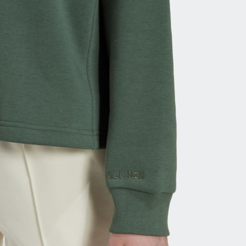 Adidas Womens All Season Hooded Long Sleeve Sweatshirt Solid Color Embroidered Logo Women Sweatshirt Green HK0448