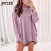 Women's Fashion Casual Solid Color Print Long Sleeve O-Neck  Blouses & Shirts