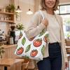 Cute Tomato Pattern Tote Bag Casual Lightweight Portable Daily Use Shopping Shoulder Handbag