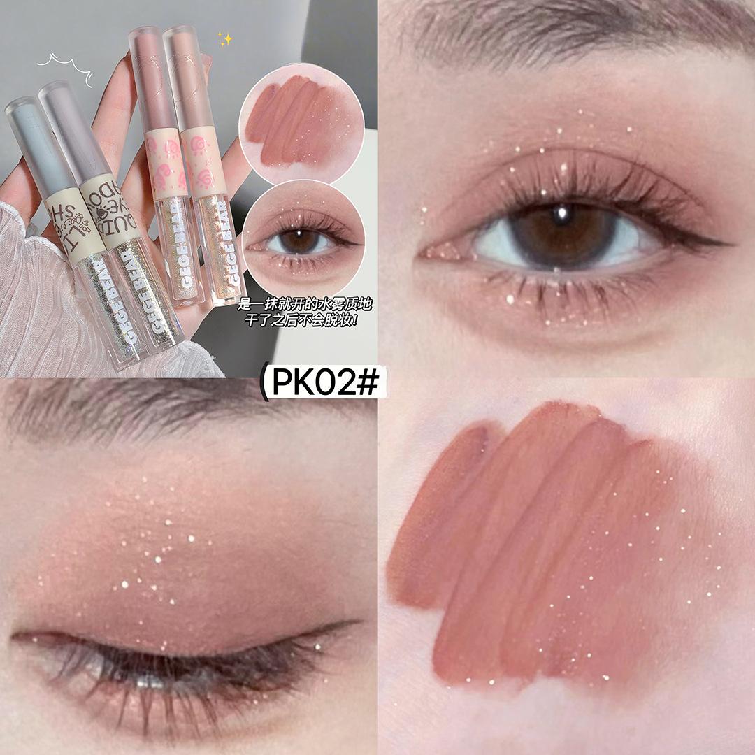 

Жидкие тени для век, двусторонние матовые перламутровые мелкие блестящие хлопья, уложенные друг на друга, чтобы осветлить тени для век.