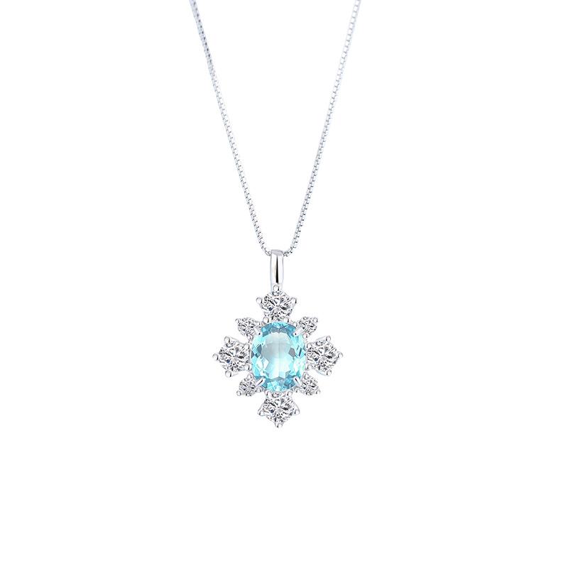 Tichiya Natural Topaz Snowflake Necklace for Women, S925 Sterling Silver, High-End Fashion Accessory