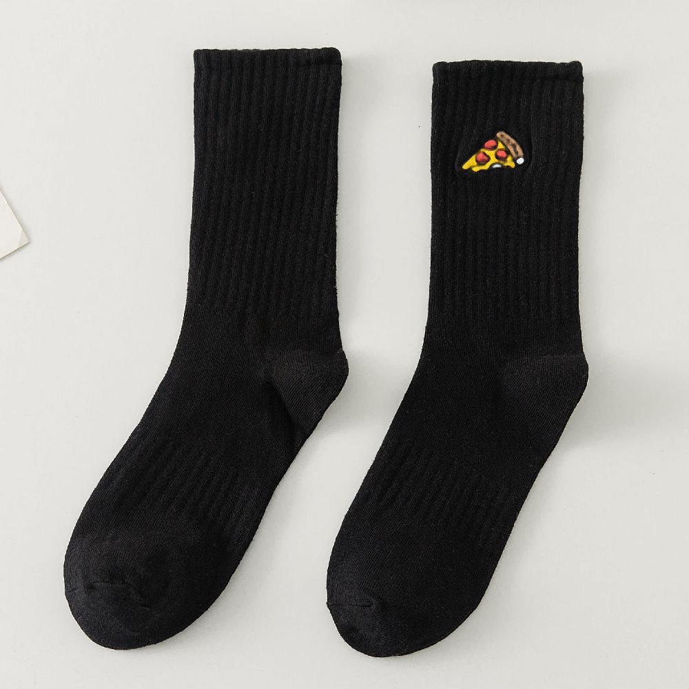 Warmer Winter Neu Lustige Stickerei Hamburger Pizza Muster Weiß Schwarz Grau Lässige Hipster Dicke Socken Weihnachtsgeschenk Dropship