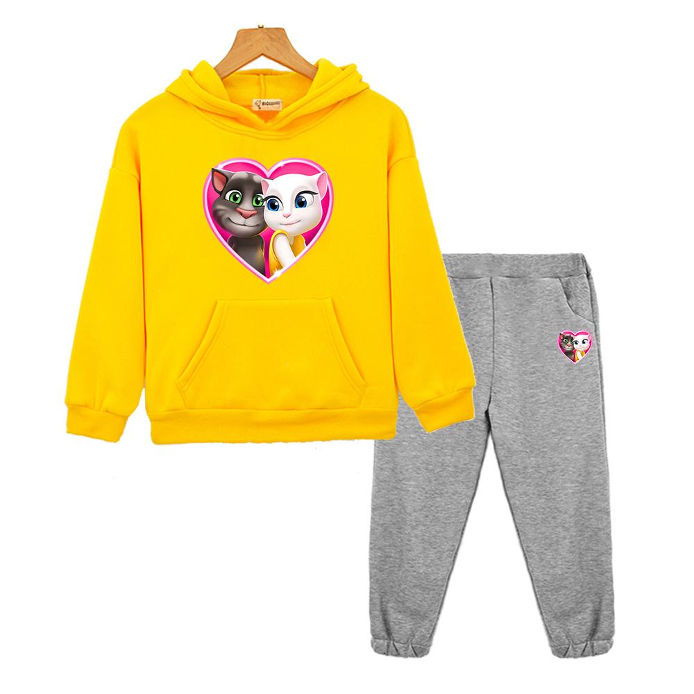 2 pièces pull+Pant Pantalon Chat Tom qui parle Sweat à capuche Sweat à manches longues polaire Veste garçons filles Ensembles de sport à capuche vêtements boutique enfants Noël