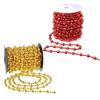 Pack of 10 Beaded Pearl Chain String Christmas Garland Hanging Ornaments for Xmas Christmas Party Decoration Item (Red Golden Beaded Chain)