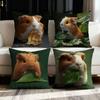 Funny Hamster With Leaves Digital Printing Pillow Cover Short Plush Suitable Living Rooms Bedrooms Sofas Throw Cushion Cover