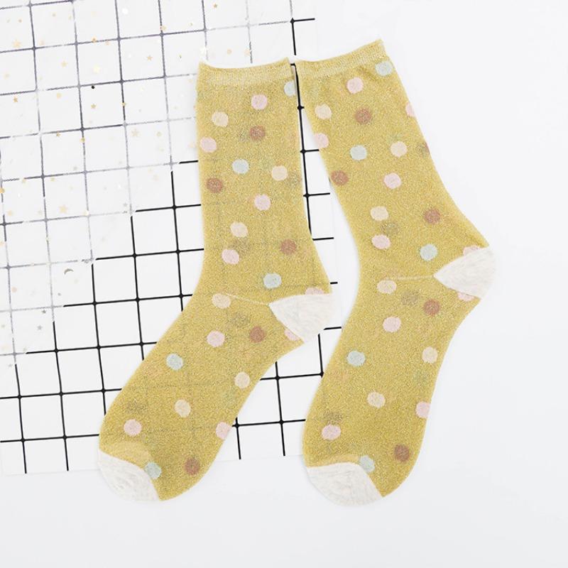 

Женский летний модный тренд Классические носки-гольфы с милым горошком 1 pair жёлтый