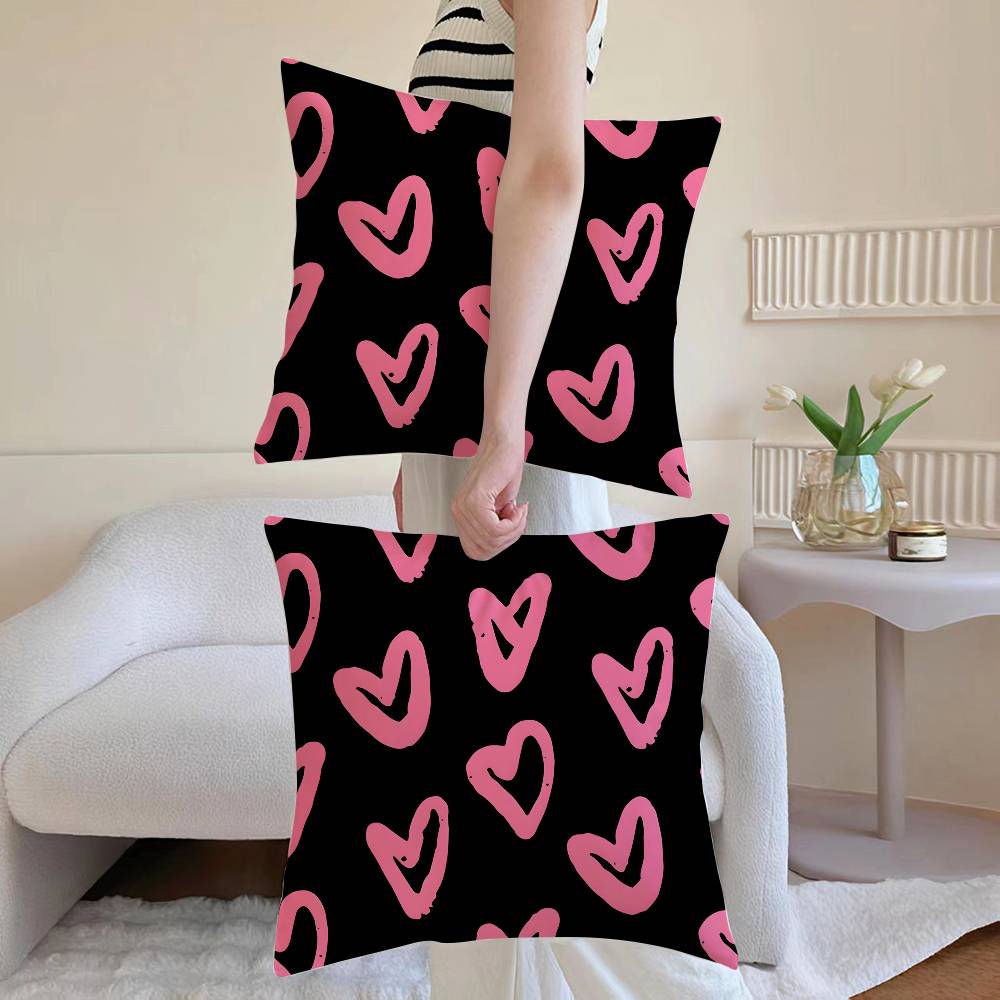 Fashion Love Heart Pillow Case Sofa and Living Room Decorative Cushion Covers Dustproof and Miteproof Invisible Zipper