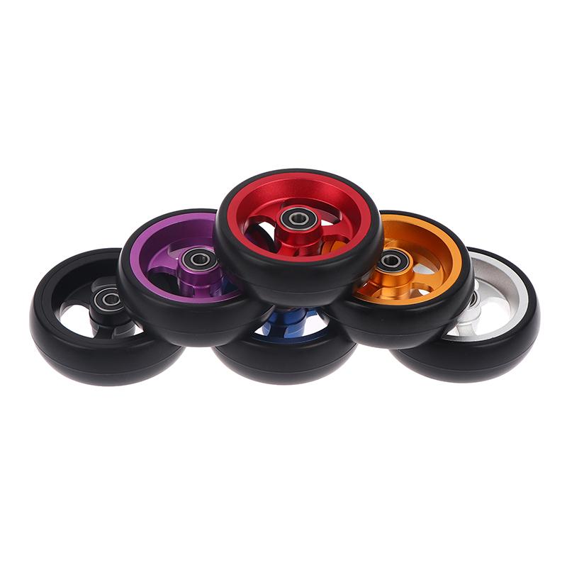Wheelchair Front Caster Wheel, 4" PU Solid Tire with Aluminum Alloy Hub, Bearing I.D. 8mm, Swivel Caster Replacement