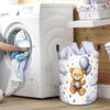 Balloon Bear Print Foldable Laundry Basket - Bathroom Clothes Storage Bin