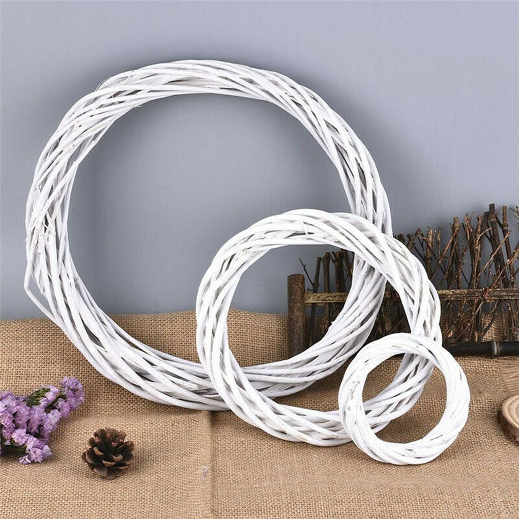 Christmas Rattan Ring White Wreath Garland Hanging Wreath Wicker Door 10-30CM