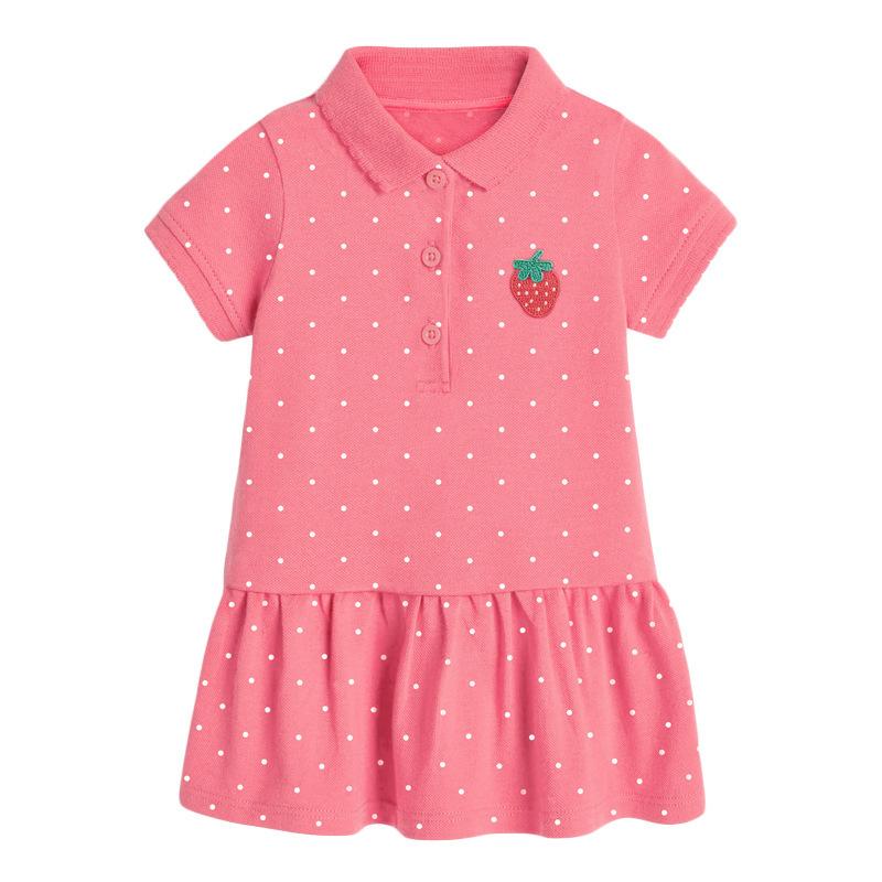 Summer Girls Knit Polo Dress Short Sleeve Casual Cute Children Clothing 90