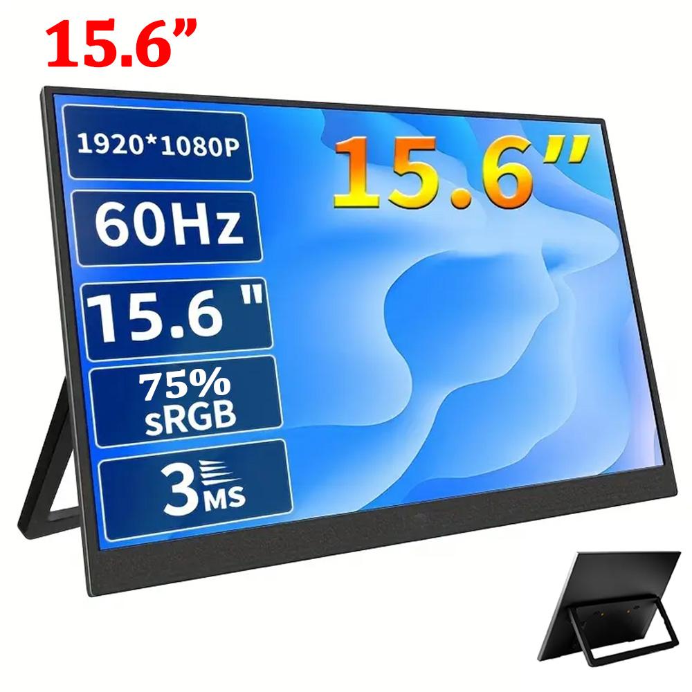13.5/15.6/16-Inch Portable Monitor IPS Panel USB-C 1080P FHD 60Hz Compatible Travelling Display for PC Laptop Xbox Switch