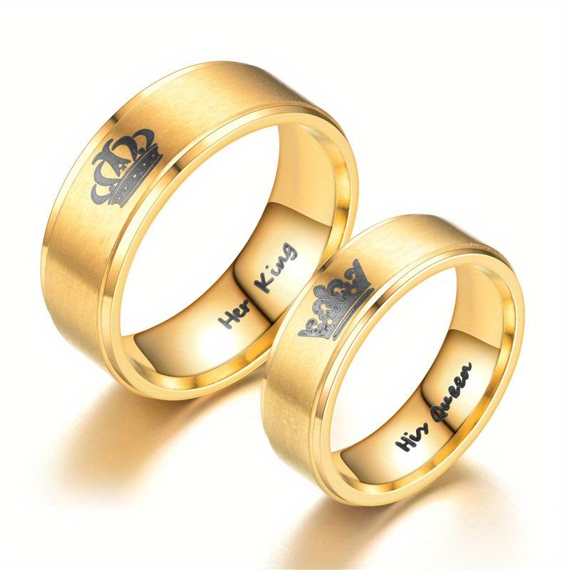1Pcs Fashion Crown Queen Pattern Titanium Steel Ring