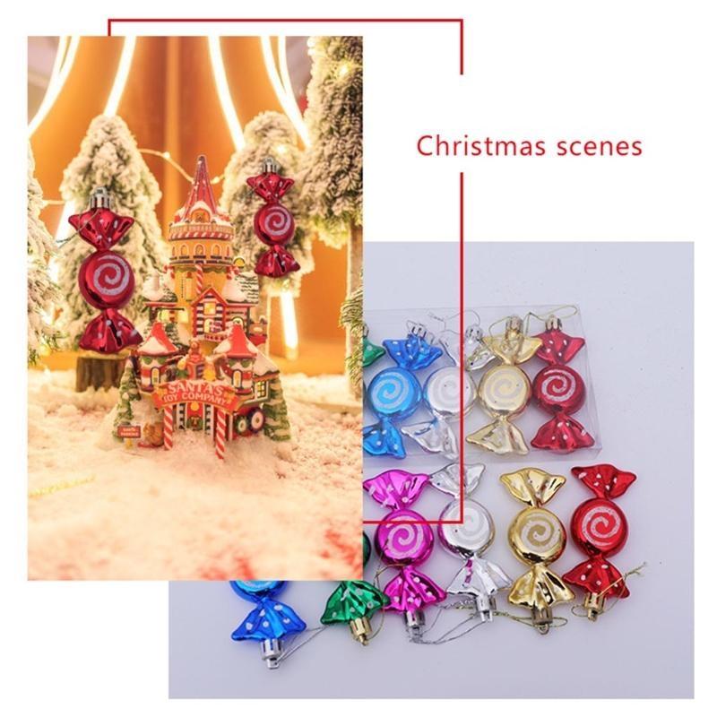 Nice 6x Electroplate Painted Candy Props Christmas Hanging Tree Pendants Decor