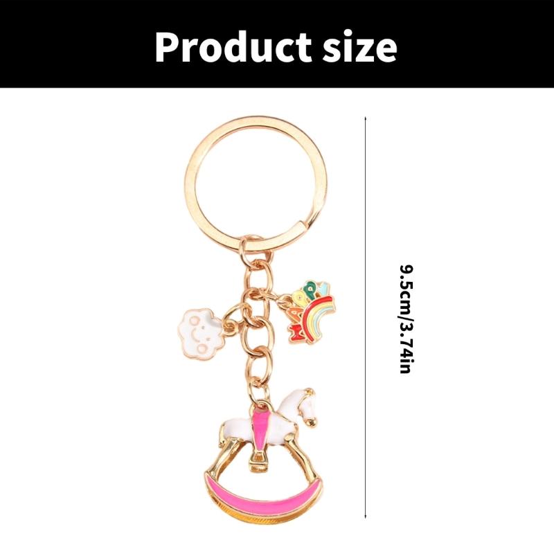 Multipurposd Charm Unicorns Keychain with Rainbow Mane Enamel Sturdy Alloy Handbag Charm Accessory for Men and Women
