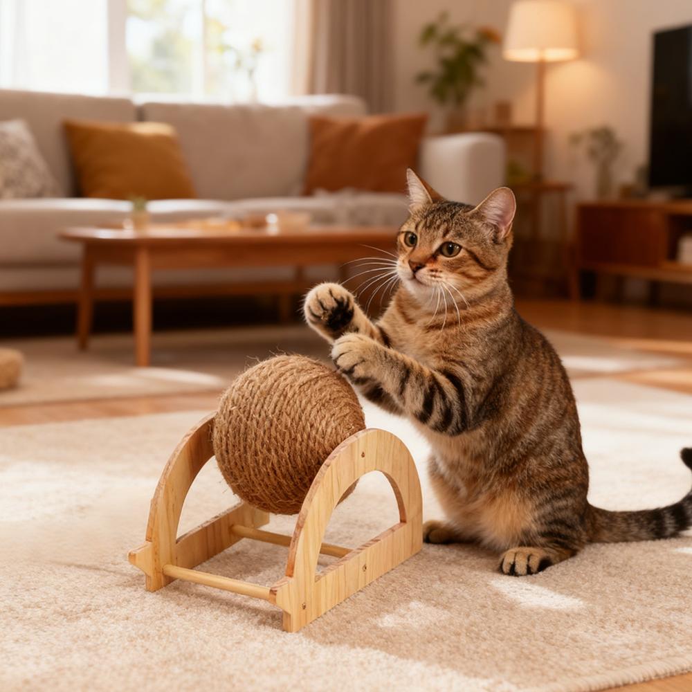 Pet Toy Scratching Sisal Ball - Durable Chew Toy for Entertainment and Stress Relief - Play Item for Pets