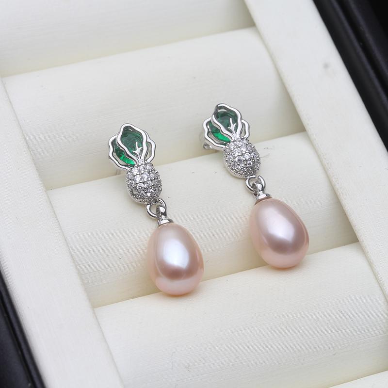 

Beautiful Natural Freshwater Pearl Earrings For Women,Cute White 925 Silver Pearl Drop Earring Mother Wife Party Gift Pink Black