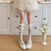 Female Summer Thin Sweet Lace Love Hollow Bow Pearl Stockings