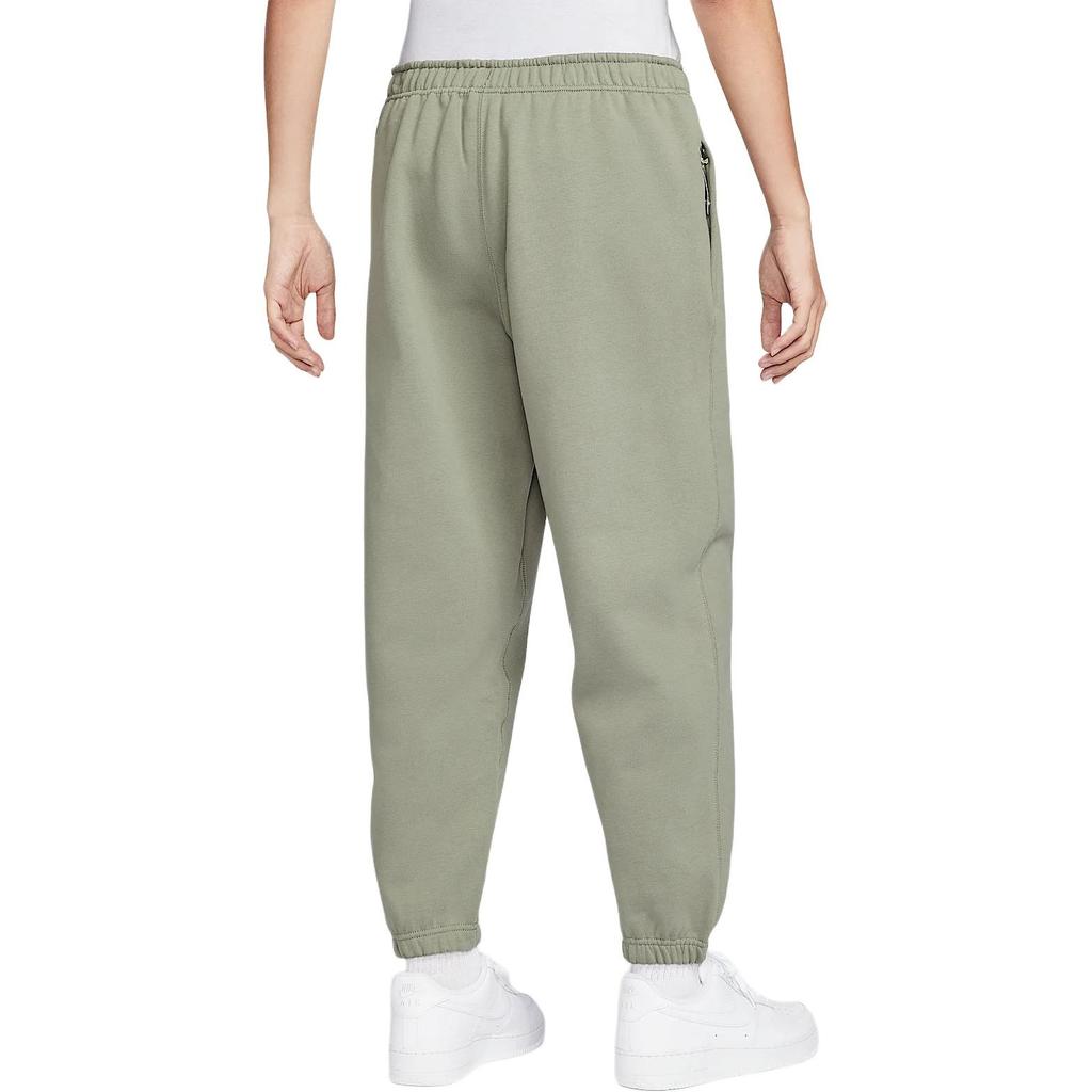 Nike Solo Swoosh Loose Fit Lace Up Knitted Fabric Comfortable Fleece Lined Casual Pants Men's Light Army Green/White DX1365-320