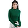 Women's Striped Cashmere Knit Sweater: 2025 Autumn/Winter, Soft & Fluffy, Elegant Slim-Fit Half-High Neck Base Layer.