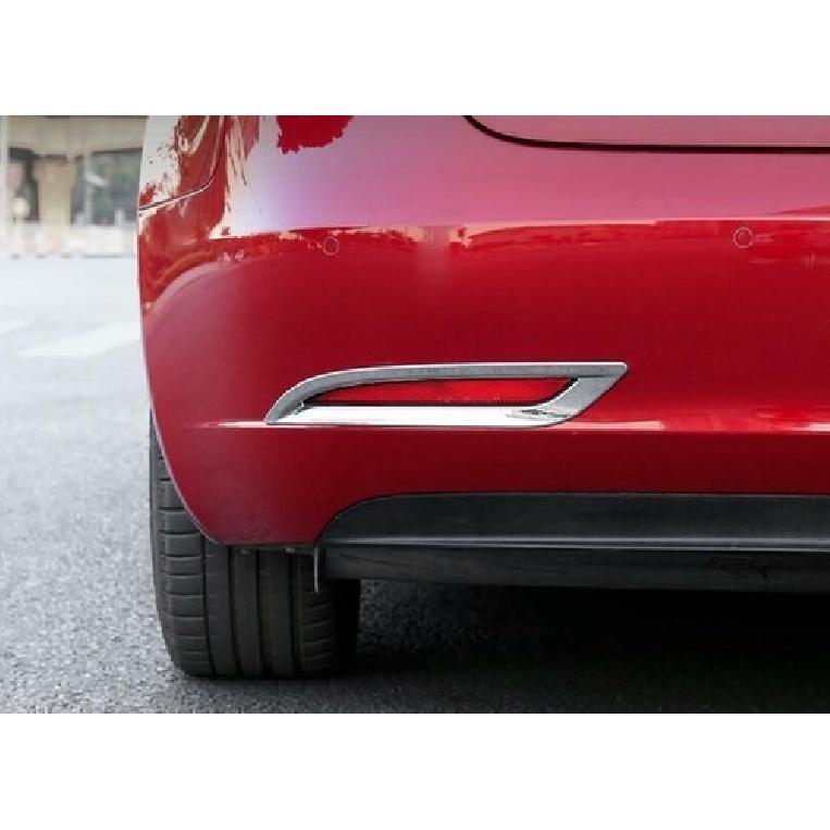 For Tesla Model 3 2017-2023 ABS Chrome Rear Bumper Fog Light Lamp Cover Trim 2pc