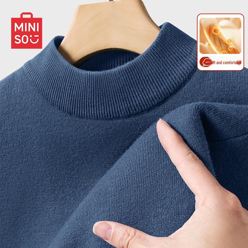 MINISO Men's Half-High Collar Knit Pullover Sweater