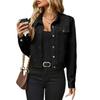 Women's Solid-Color Fashionable Casual Drawstring Waist Long-Sleeve Jacket For Fall/Winter