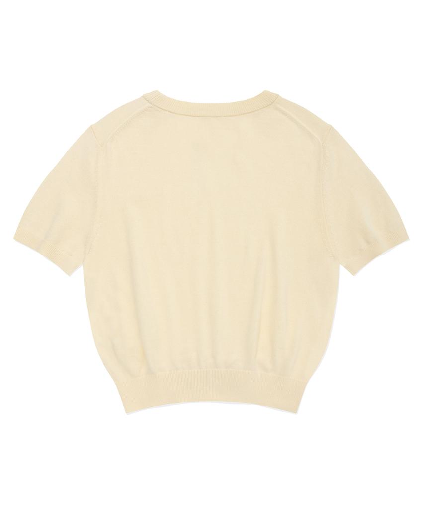 COVERNAT WOMAN Twist Wool Short Sleeve Knit Ivory