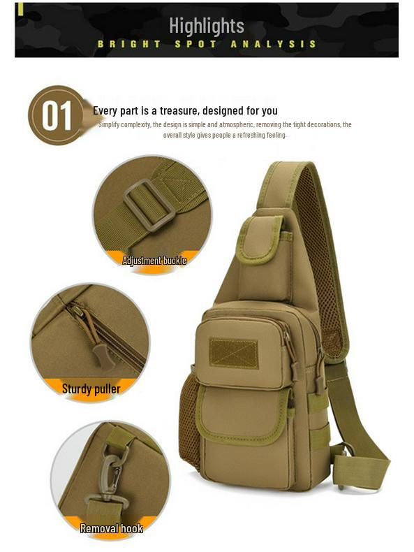 Outdoor Military Tactical Chest Bag, Multifunctional Crossbody Shoulder Bag for Men, Large Capacity Mountaineering Daypack