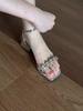 Fashion New stylish and comfortable water diamond one-strap thick-heeled high heels, paired with skirts and mid-heeled sandals