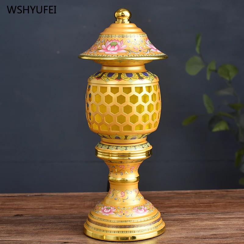 Alloy Household Fruit Tray Censer Supply Platform Water Cup Shrine Lamp Sacrificial Supplies Buddhist Hall Temple Crafts Decor