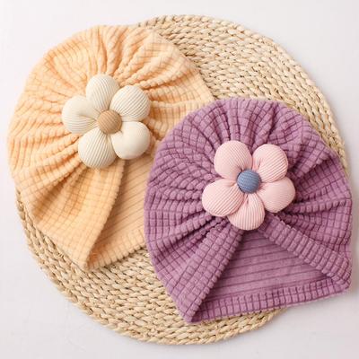 Liebliche Blume Baby Mütze Einfarbig Säuglingsmädchen Turban Mütze Frühling Herbst Weich Warm Kleinkind Beanie Indische Mütze
