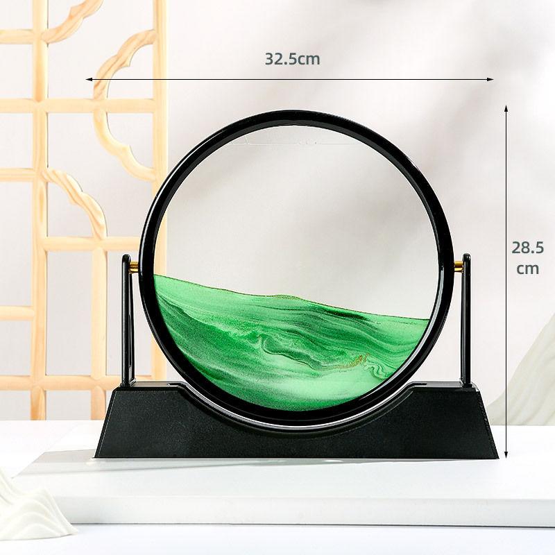 Klepsydra 3D Ruchomy piasek Sztuka Górski przepływ Piasek Obraz Okrągły Szkło Dynamiczny Wyświetlacz Piasek Ruchomy dla Relaksujących Ozdób Biurkowych