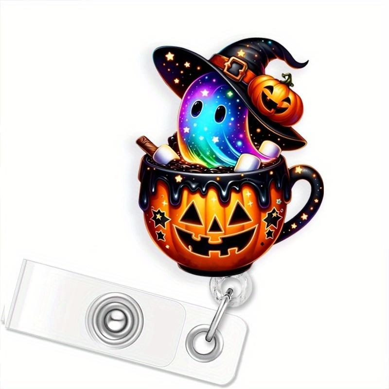 Cute Shark Badge Scroll with Halloween Skull Bat Design. Perfect for Nurses, Doctors, and Night Shift Staff.