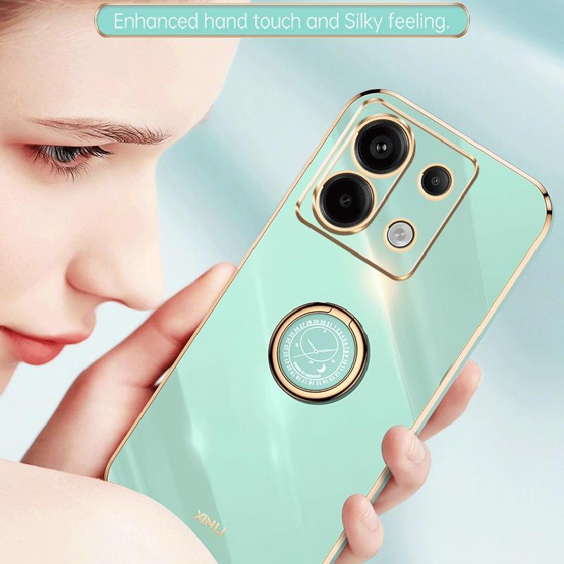 XINLI For Xiaomi Redmi Note 13 Pro 5G/Poco X6 5G Case TPU Phone Back Cover Electroplating Edge with Kickstand
