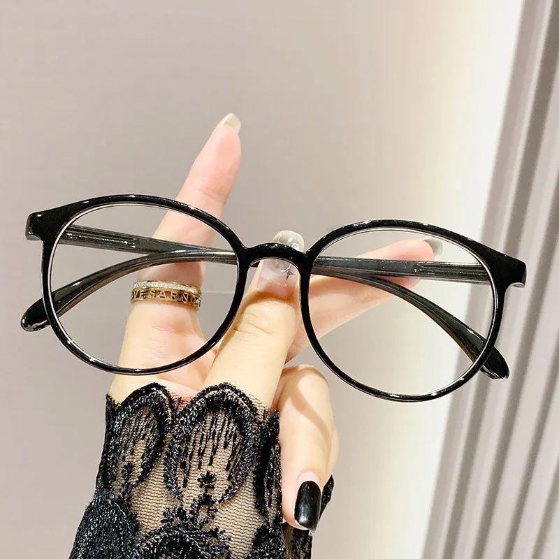 

Stylish and Elegant Round-Frame Blue Ray Blocking Prescription Eyeglasses Vintage Retro Ultra-Lightweight Comfortable Glasses Single Version&1.56&Anti Blue Ray