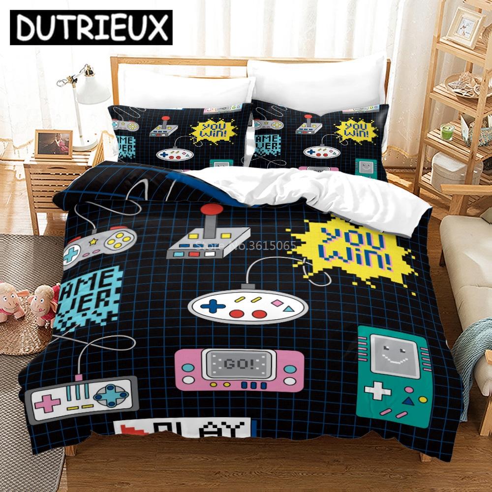 Creative Gamer Gamepad Pattern Bedding Set Bed Linen Cartoon Duvet Cover Set With Pillowcase Twin Full Queen King Bedclothes