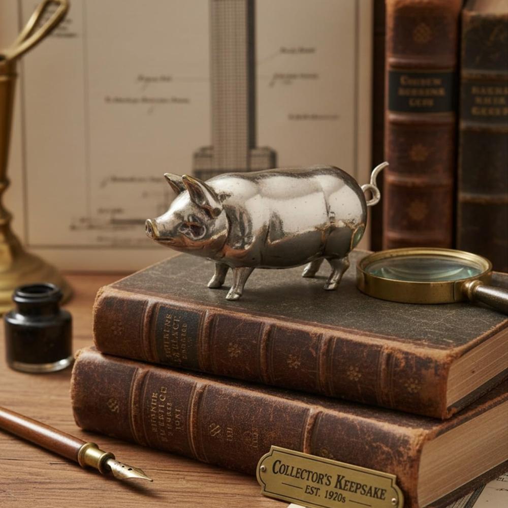 Antique-Inspired Pig Mini Tape Measure, Vintage Metal Pig-Shaped Retractable Measuring Tape for Sewing, DIY Projects & Collectible Decor Accessories
