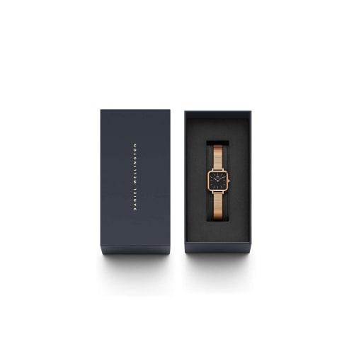 [Official Shop/Authentic Import/2-Year Warranty] Daniel Wellington DW Women's Quadro Studio 22x22 RG Black Watch, Vintage Square Design, Stylish and C