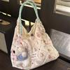 New cute cartoon embossed canvas bag large capacity student shoulder bag portable commuter handbag