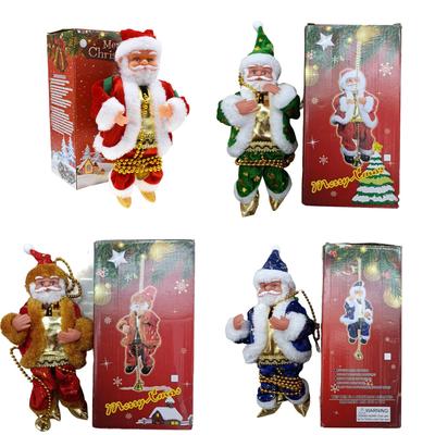 Battery Operated Rope Climbing Santa Claus Musical Toys For Christmas Tree Hanging Pendant Ornament Decor X-mas Decorations