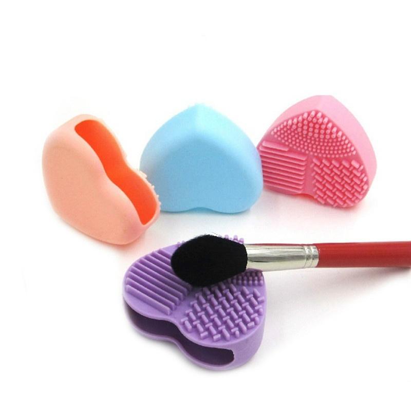 

1 шт. Силиконовый очиститель для кистей для макияжа в форме сердца, моющая кисть, силиконовая перчатка-скруббер, доска для очистки бежевый