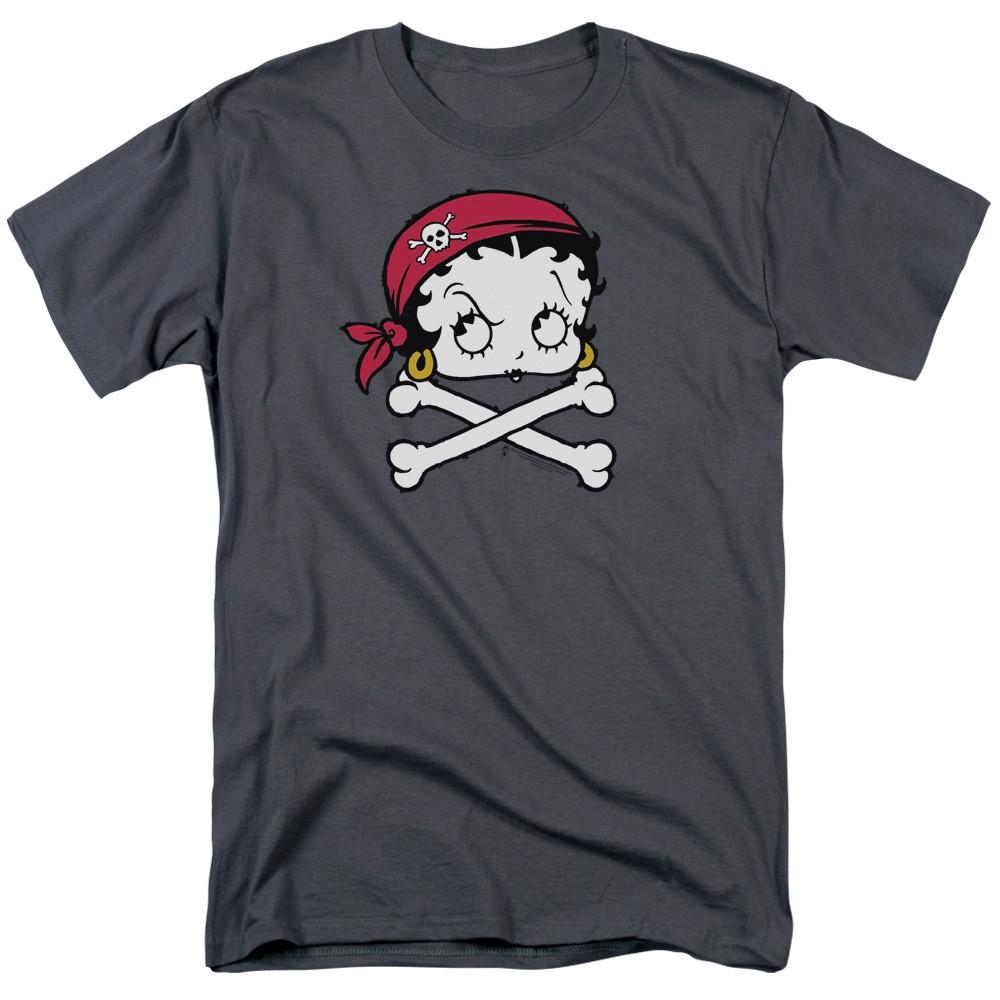 Betty Boop - Pirate - Adult Unisex Short Sleeve T-Shirt - Gray M