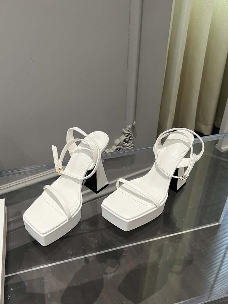 fashion Platform Shoes For Women Sandals Square Open Toe Summer Dress Shoes Thick High Heels Party Wedding Sandals Slides Mules Shoes 39