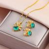 New Fashion Gold Plated Necklaces Earrings Sets For Women Female Trendy Party Jewelry Girls Daily Wear Neck Chain Earrings