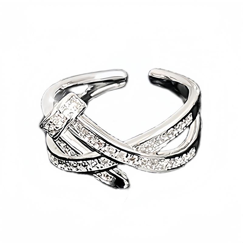 Full Of Diamonds, Zircon Belt, Nails Stacked, Open Ring, Niche Design, Cold Wind, High-End Ring