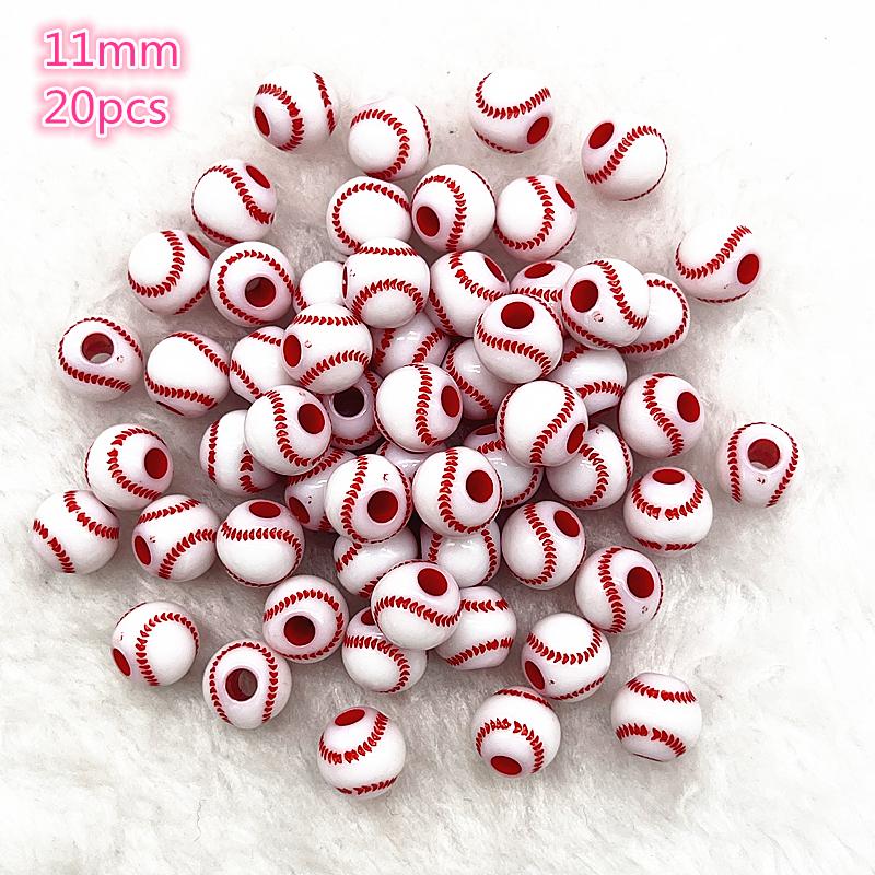 10-20Pcs Sport Rugby Tennis Basketball Football Volleyball Beads Spacer Acrylic Beads For Jewelry Making DIY Bracelet Necklace