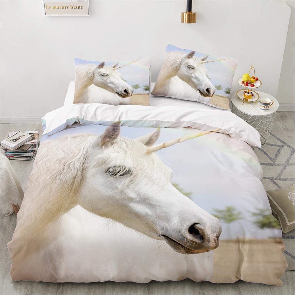 3D Animal Bedding Set - Giraffes Mountains Grassland Quilt Cover Twin/King Size, 2/3PCS Soft Polyester Bed Linen, Durable & Fade
