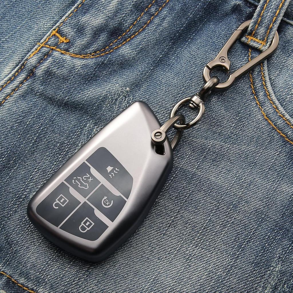 TPU 5-Button Key Fob Cover Case For –2025 GMC Sierra & Chevy Silverado 1500/2500HD/3500HD, 2-Pack, Truck Key Protector Shell (Grey)