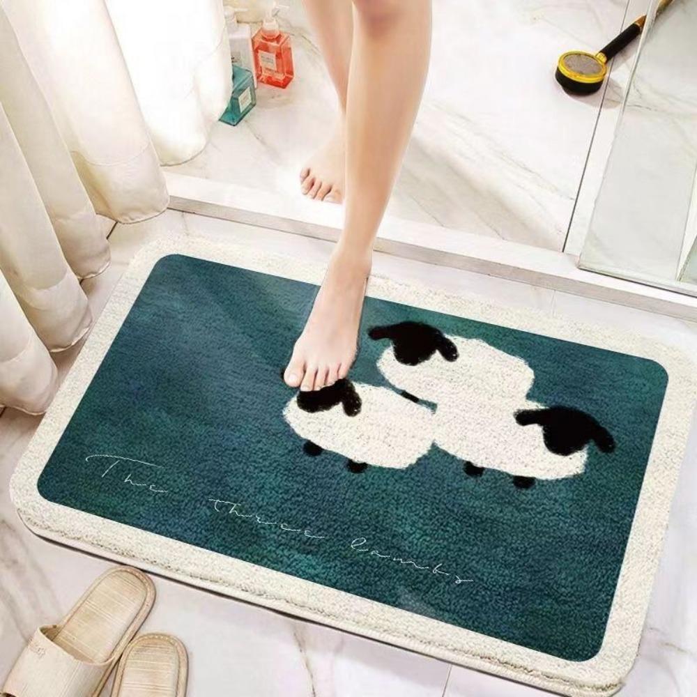 

2pcs Bathroom Absorbent Floor Mat Toilet Door Non-slip Mat Household Foot Mat Door Carpet 40*60CM